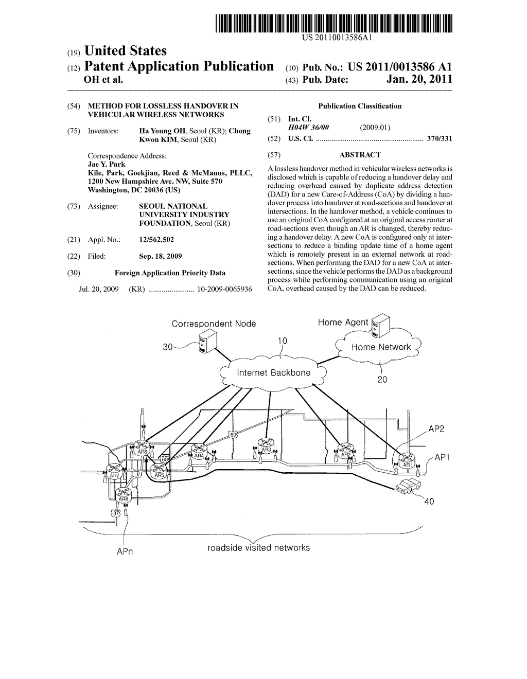 METHOD FOR LOSSLESS HANDOVER IN VEHICULAR WIRELESS NETWORKS - diagram, schematic, and image 01