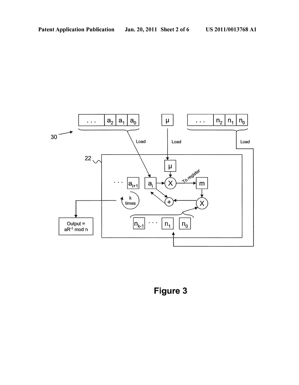 SYSTEM AND METHOD FOR REDUCING THE COMPUTATION AND STORAGE REQUIREMENTS FOR A MONTGOMERY-STYLE REDUCTION - diagram, schematic, and image 03