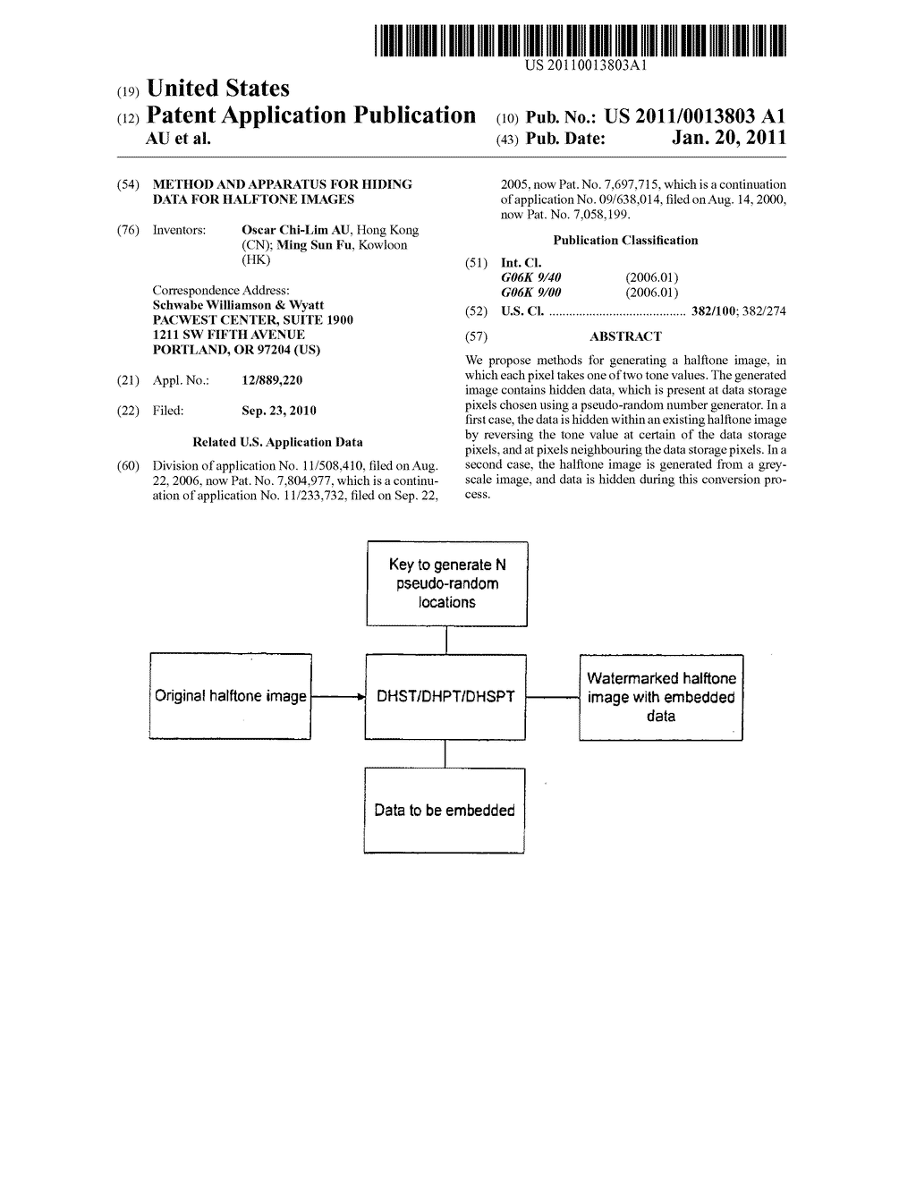 METHOD AND APPARATUS FOR HIDING DATA FOR HALFTONE IMAGES - diagram, schematic, and image 01