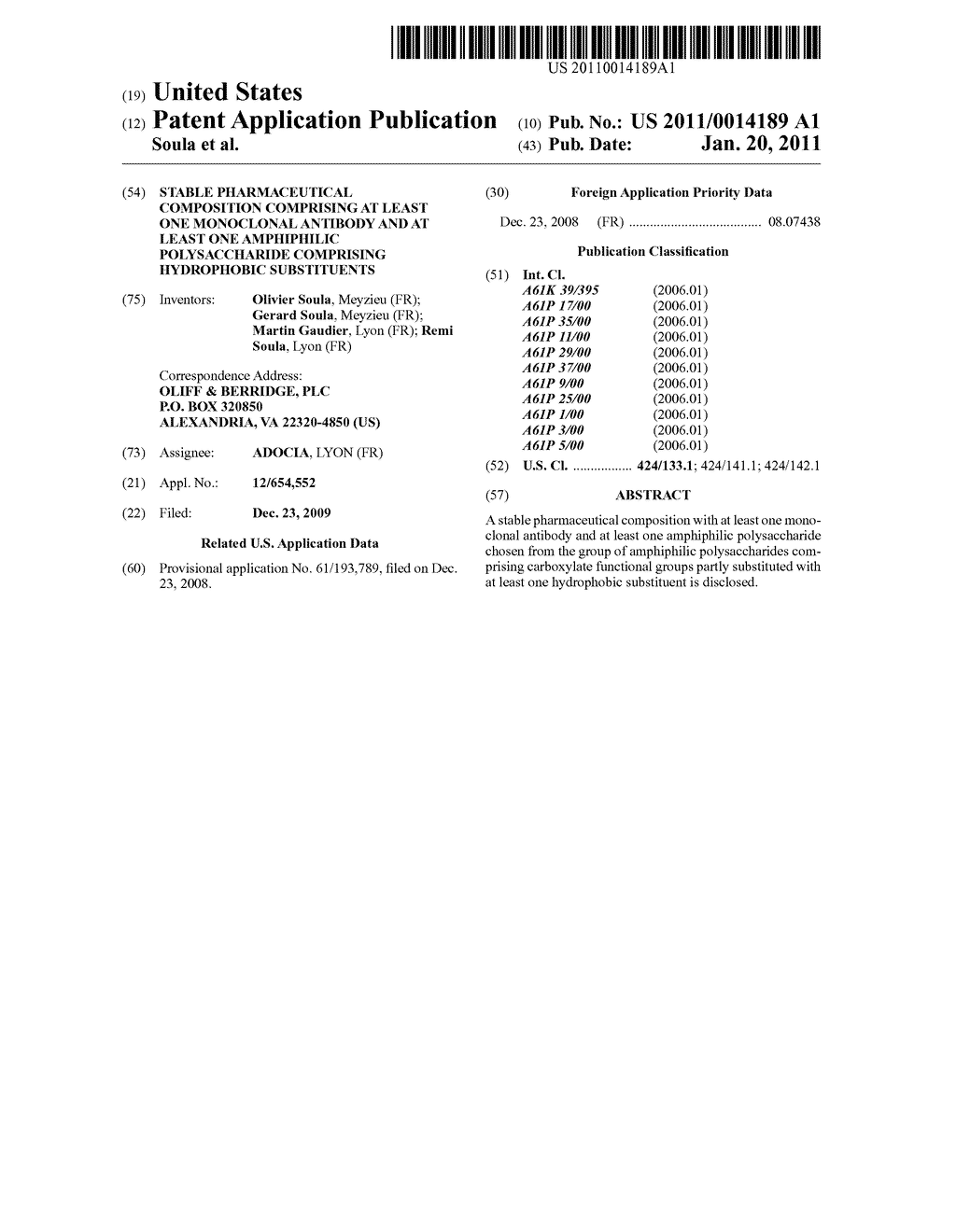 Stable pharmaceutical composition comprising at least one monoclonal antibody and at least one amphiphilic polysaccharide comprising hydrophobic substituents - diagram, schematic, and image 01