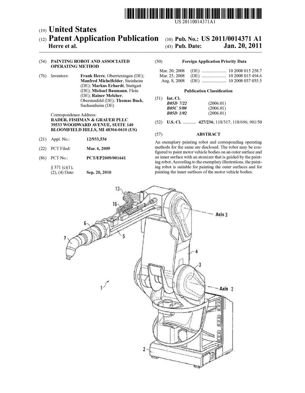 PAINTING ROBOT AND ASSOCIATED OPERATING METHOD - diagram, schematic, and image 01