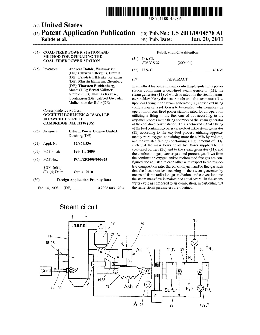 Coal-fired power station and method for operating the coal-fired power station - diagram, schematic, and image 01