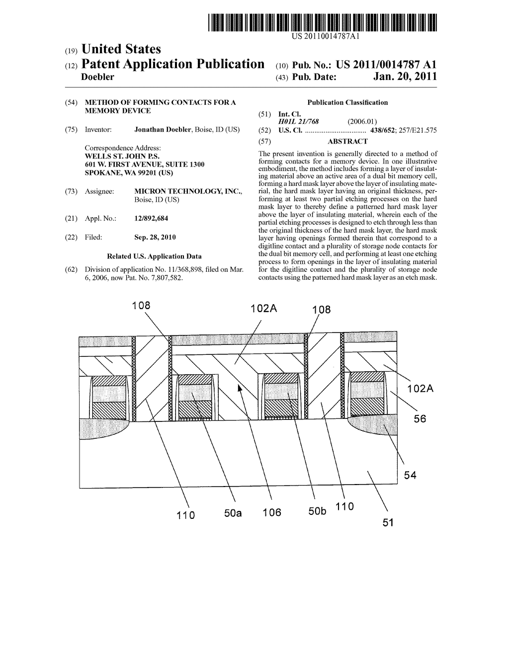 Method of Forming Contacts for a Memory Device - diagram, schematic, and image 01