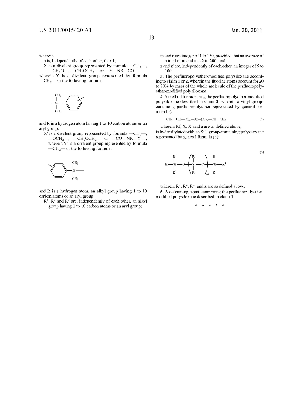 PERFLUOROPOLYETHER-MODIFIED POLYSILOXANE, A METHOD FOR PREPARING THE SAME AND A DEFOAMING AGENT COMPRISING THE SAME - diagram, schematic, and image 15