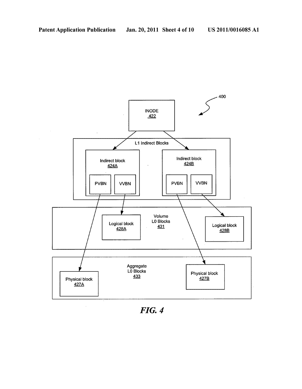 METHOD AND SYSTEM FOR MAINTAINING MULTIPLE INODE CONTAINERS IN A STORAGE SERVER - diagram, schematic, and image 05