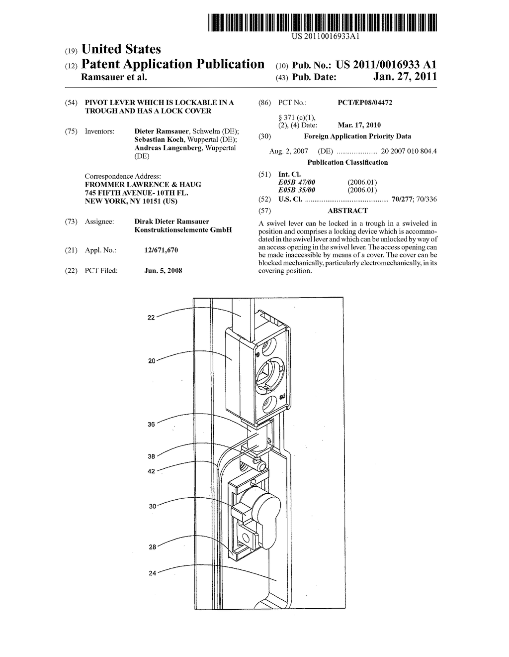 PIVOT LEVER WHICH IS LOCKABLE IN A TROUGH AND HAS A LOCK COVER - diagram, schematic, and image 01