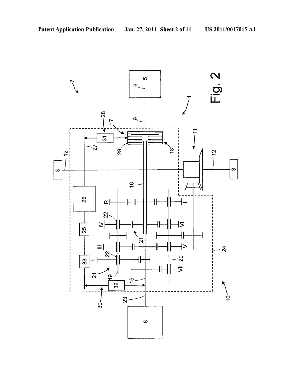 TRANSMISSION FOR A ROAD VEHICLE WITH HYBRID PROPULSION - diagram, schematic, and image 03