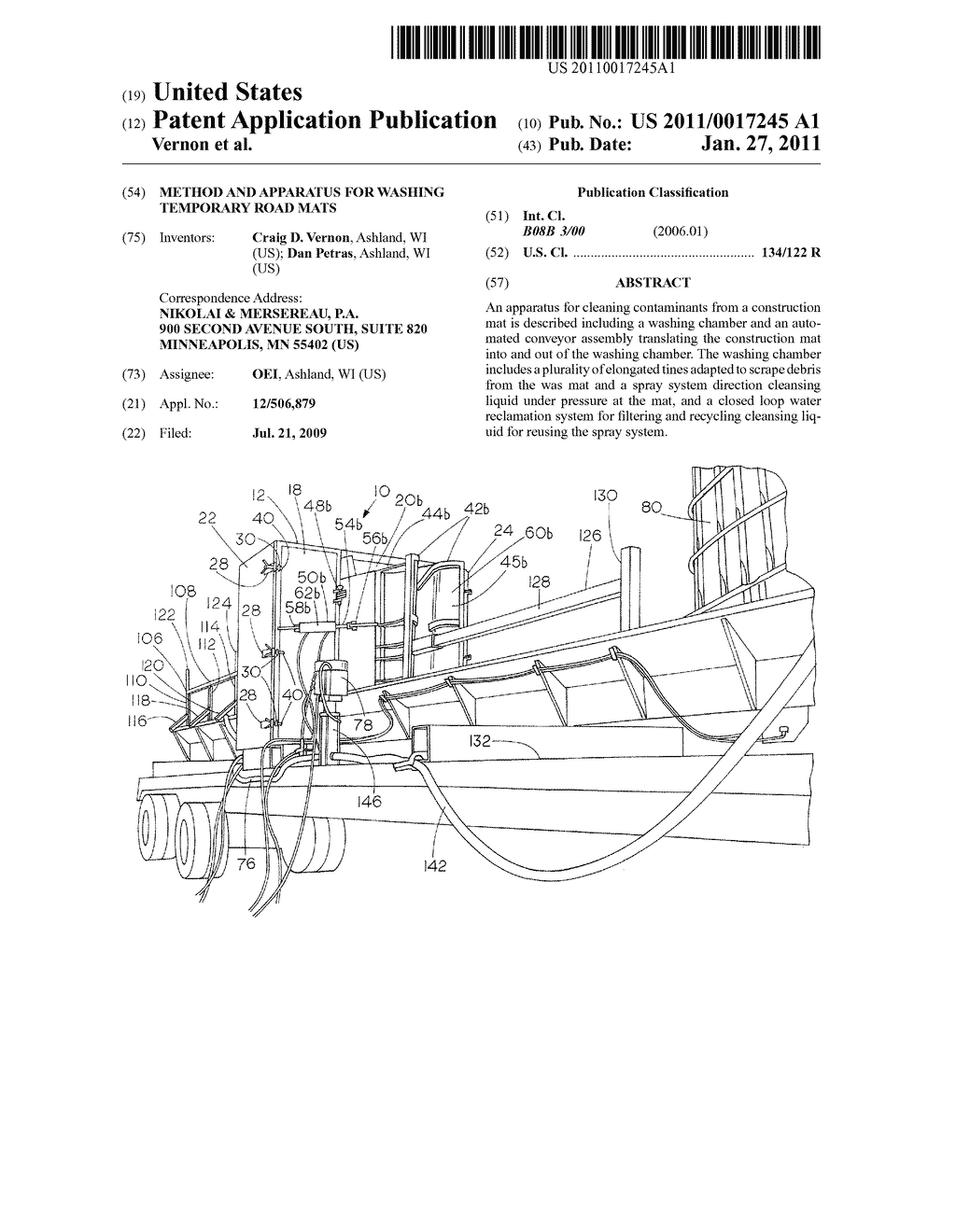 METHOD AND APPARATUS FOR WASHING TEMPORARY ROAD MATS - diagram, schematic, and image 01