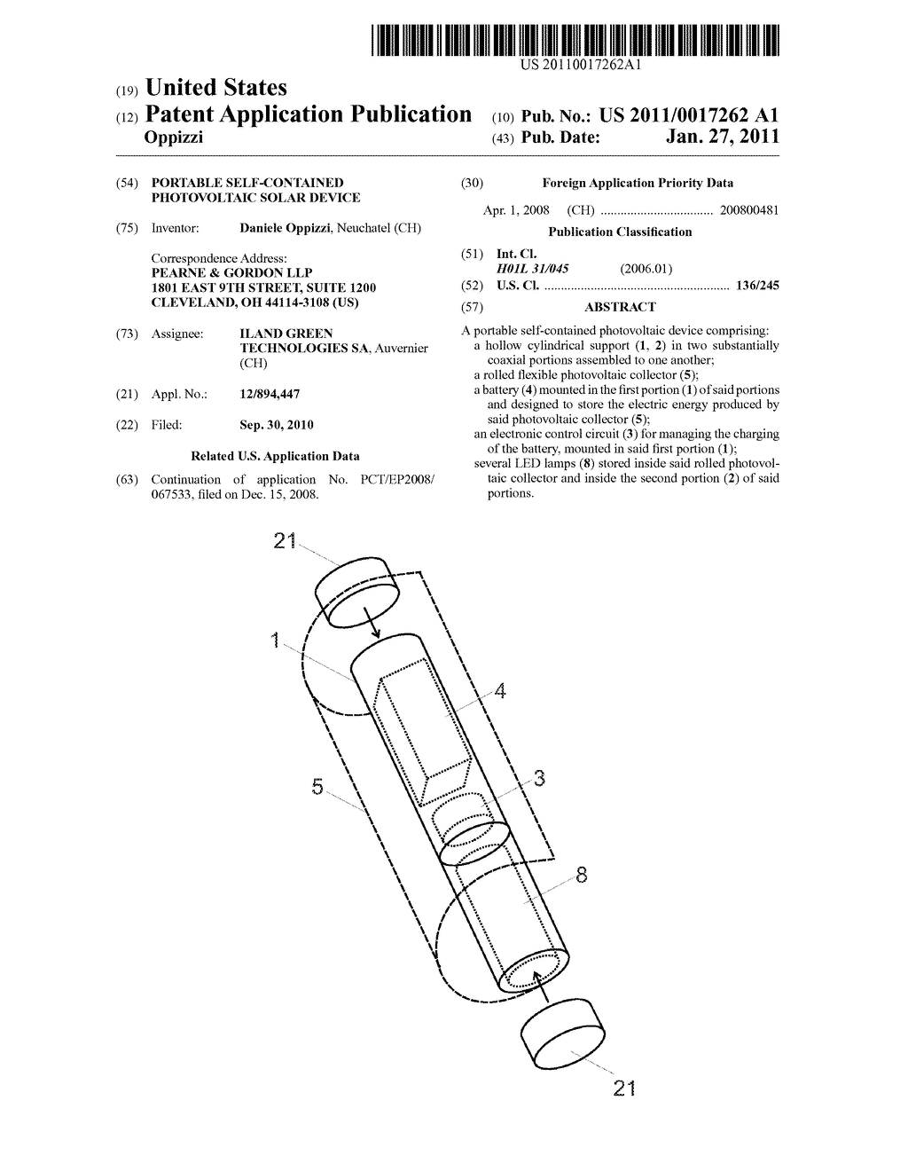 PORTABLE SELF-CONTAINED PHOTOVOLTAIC SOLAR DEVICE - diagram, schematic, and image 01