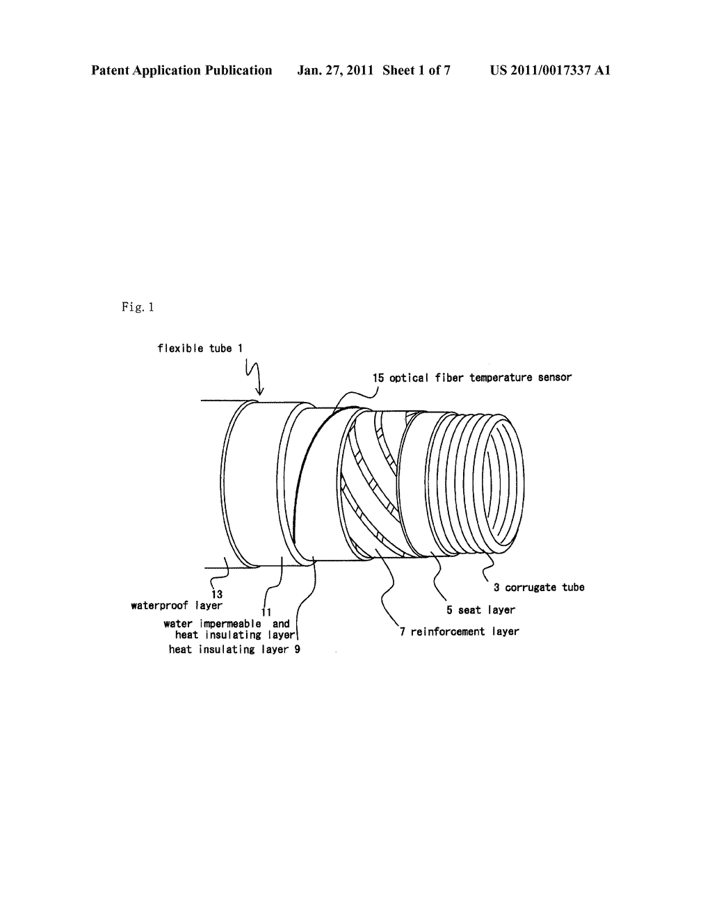 FLEXIBLE TUBE FOR TRANSPORTING CRYOGENIC FLUID AND STRUCTURE FOR DETECTING LEAKAGE OF FLUID IN TUBE - diagram, schematic, and image 02