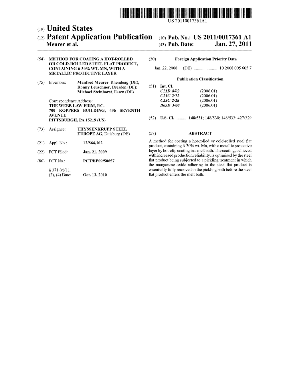 Method for Coating a Hot-Rolled or Cold-Rolled Steel Flat Product, Containing 6-30% wt. Mn, with a Metallic Protective Layer - diagram, schematic, and image 01