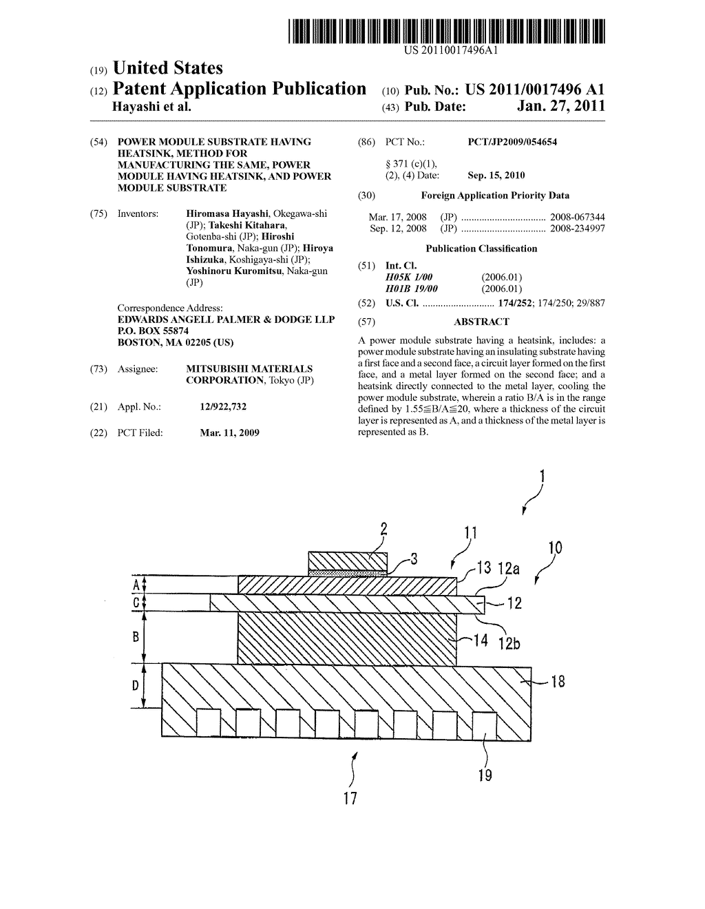 POWER MODULE SUBSTRATE HAVING HEATSINK, METHOD FOR MANUFACTURING THE SAME, POWER MODULE HAVING HEATSINK, AND POWER MODULE SUBSTRATE - diagram, schematic, and image 01