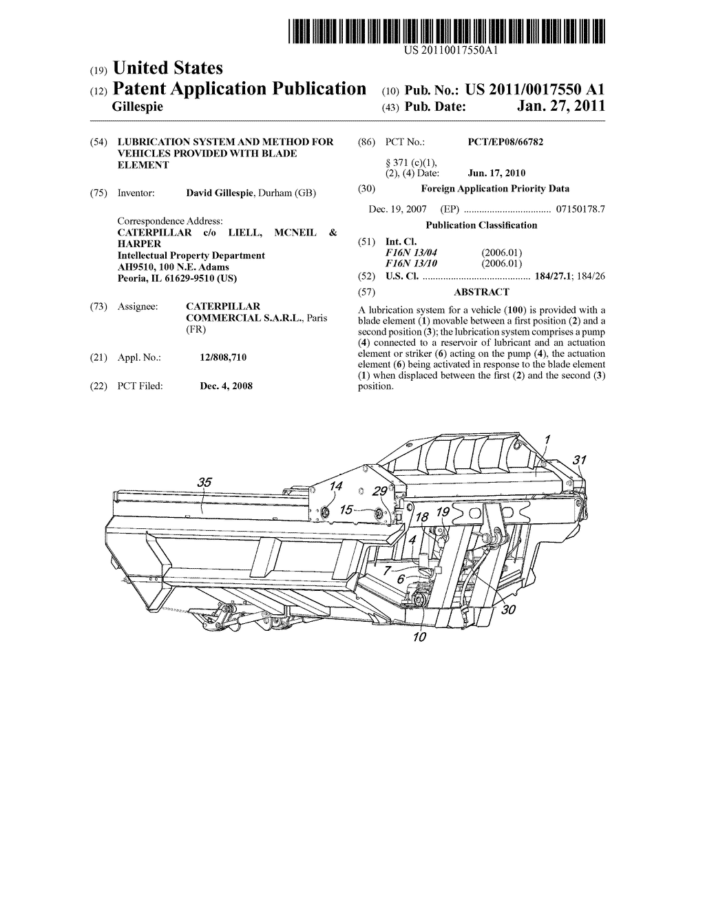 Lubrication System And Method For Vehicles Provided With Blade Element - diagram, schematic, and image 01