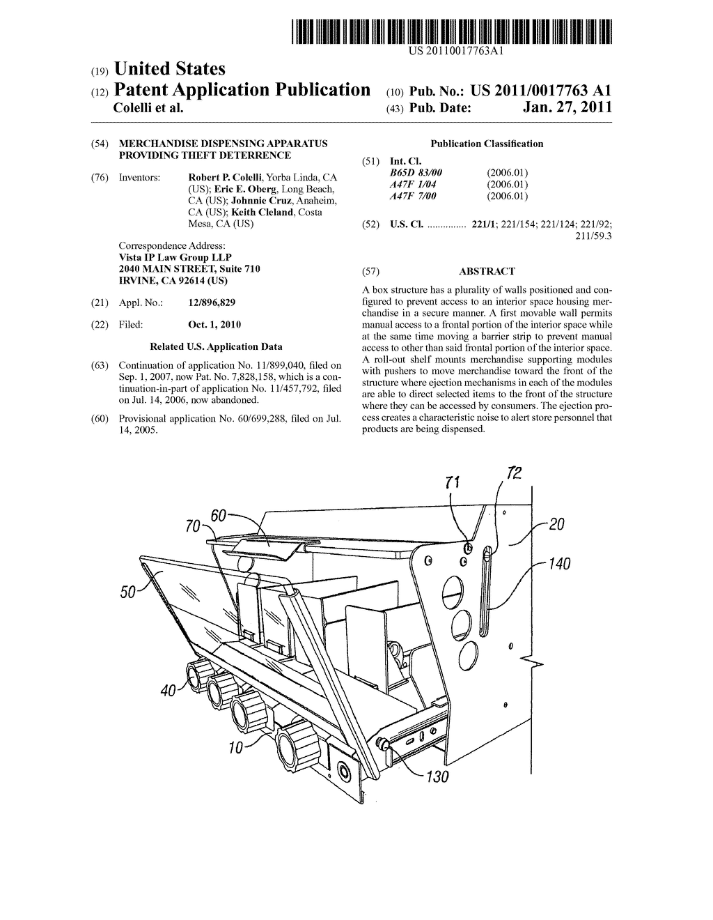 MERCHANDISE DISPENSING APPARATUS PROVIDING THEFT DETERRENCE - diagram, schematic, and image 01