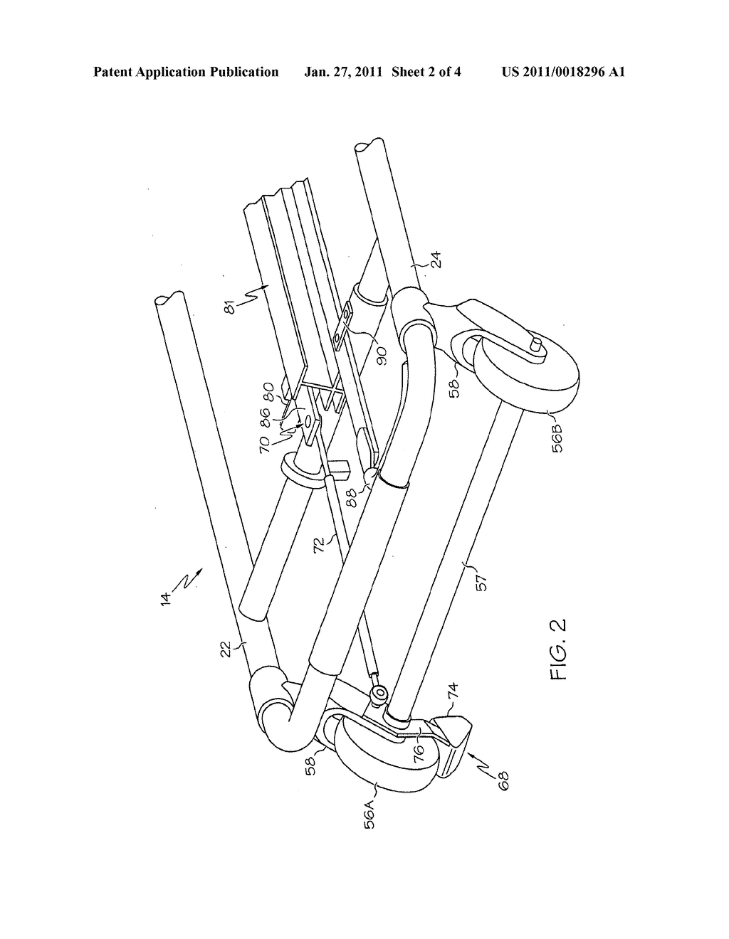 LEG RELEASE ASSEMBLY FOR A COT - diagram, schematic, and image 03