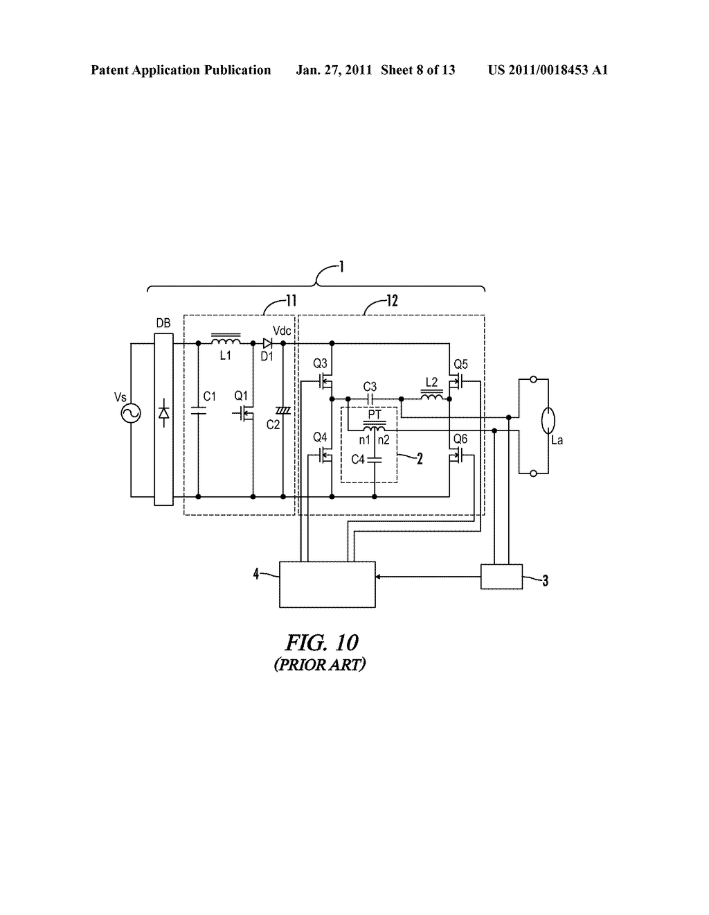 HID LAMP BALLAST WITH MULTI-PHASE OPERATION BASED ON A DETECTED LAMP ILLUMINATION STATE - diagram, schematic, and image 09