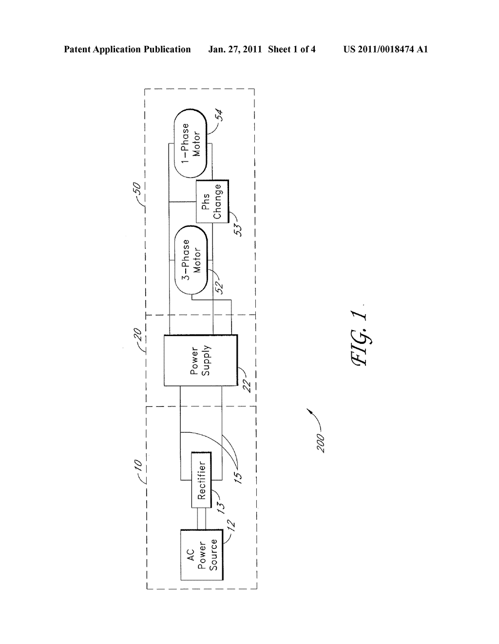 ELECTROMECHANICAL SYSTEM HAVING A VARIABLE FREQUENCY DRIVE POWER SUPPLY FOR 3-PHASE AND 1-PHASE MOTORS - diagram, schematic, and image 02