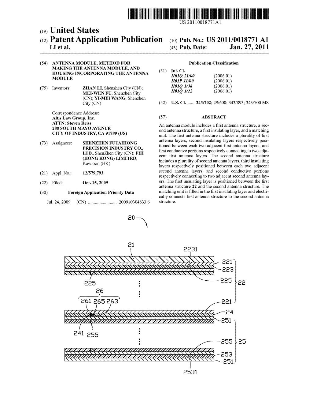 ANTENNA MODULE, METHOD FOR MAKING THE ANTENNA MODULE, AND HOUSING INCORPORATING THE ANTENNA MODULE - diagram, schematic, and image 01