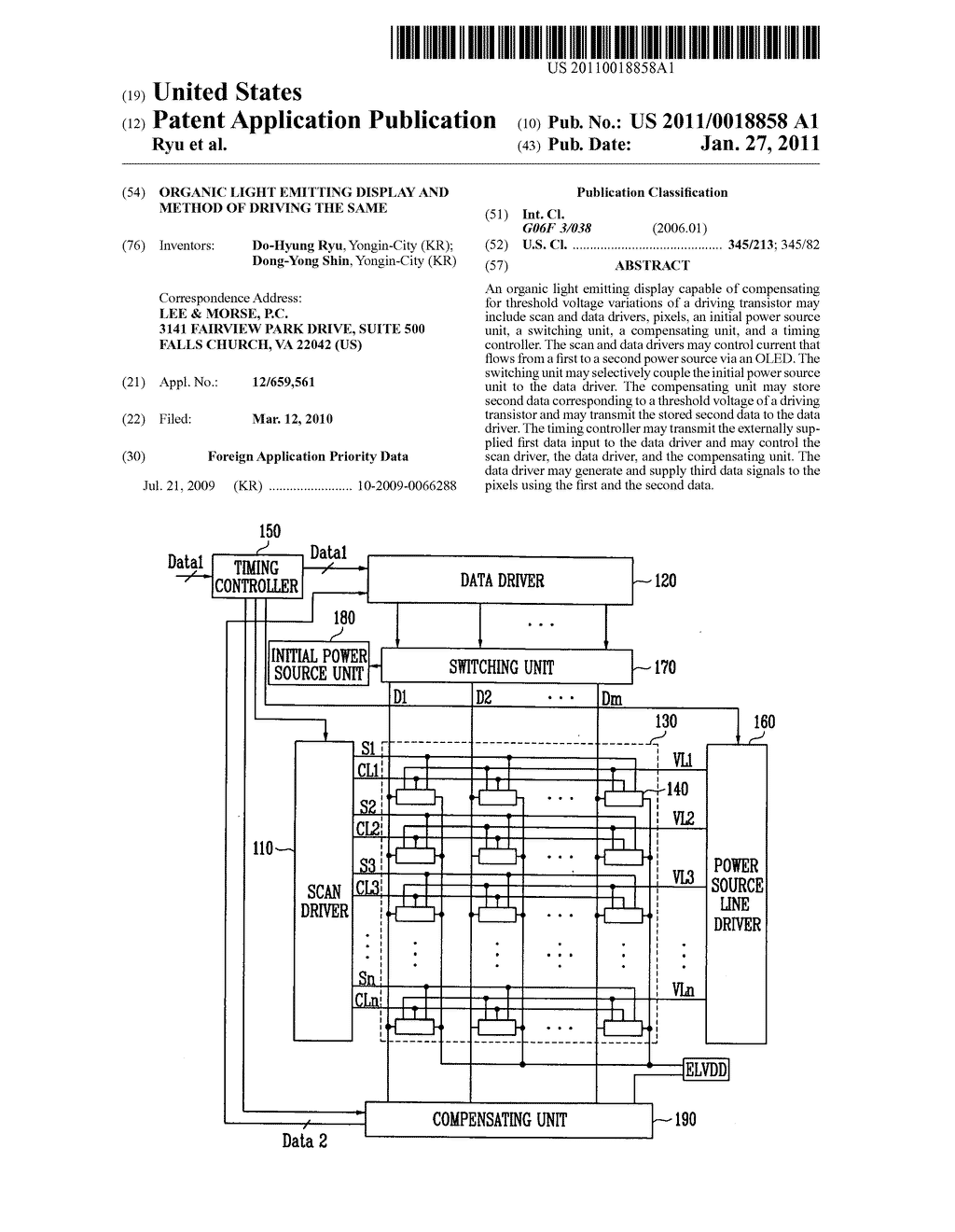 Organic light emitting display and method of driving the same - diagram, schematic, and image 01