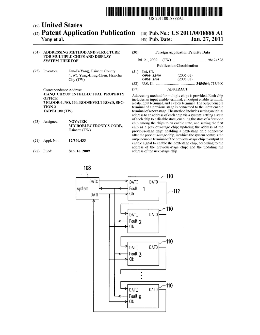 ADDRESSING METHOD AND STRUCTURE FOR MULTIPLE CHIPS AND DISPLAY SYSTEM THEREOF - diagram, schematic, and image 01