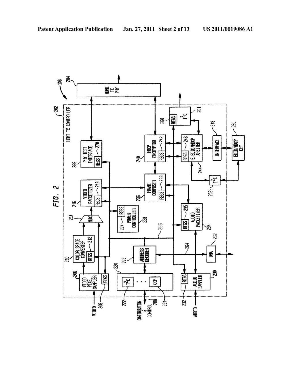 HDMI Controller Circuit For Transmitting Digital Data To Compatible Audio Device Using Address Decoder Where Values Are Written To Registers Of Sub-Circuits - diagram, schematic, and image 03