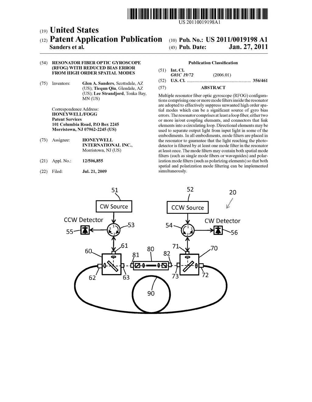 RESONATOR FIBER OPTIC GYROSCOPE (RFOG) WITH REDUCED BIAS ERROR FROM HIGH ORDER SPATIAL MODES - diagram, schematic, and image 01