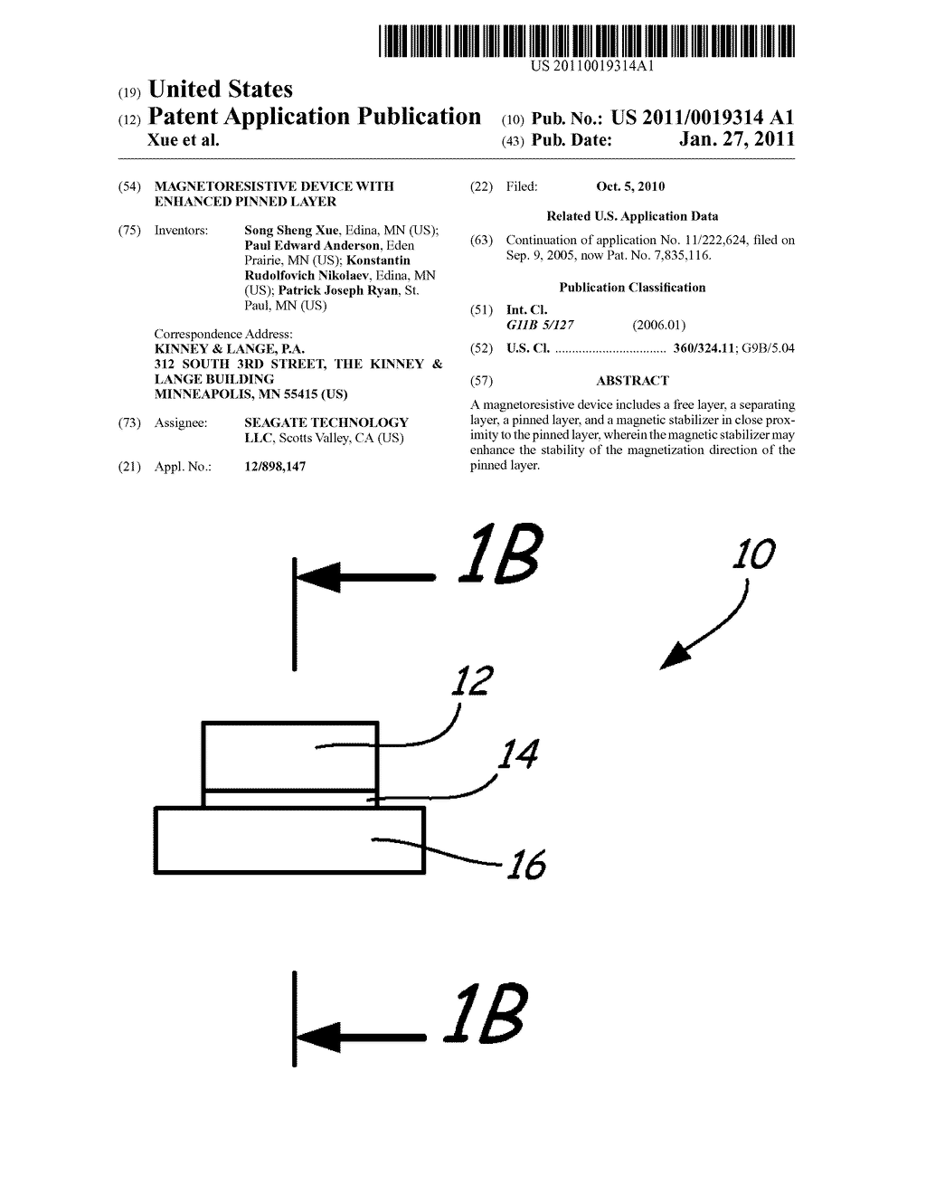 MAGNETORESISTIVE DEVICE WITH ENHANCED PINNED LAYER - diagram, schematic, and image 01