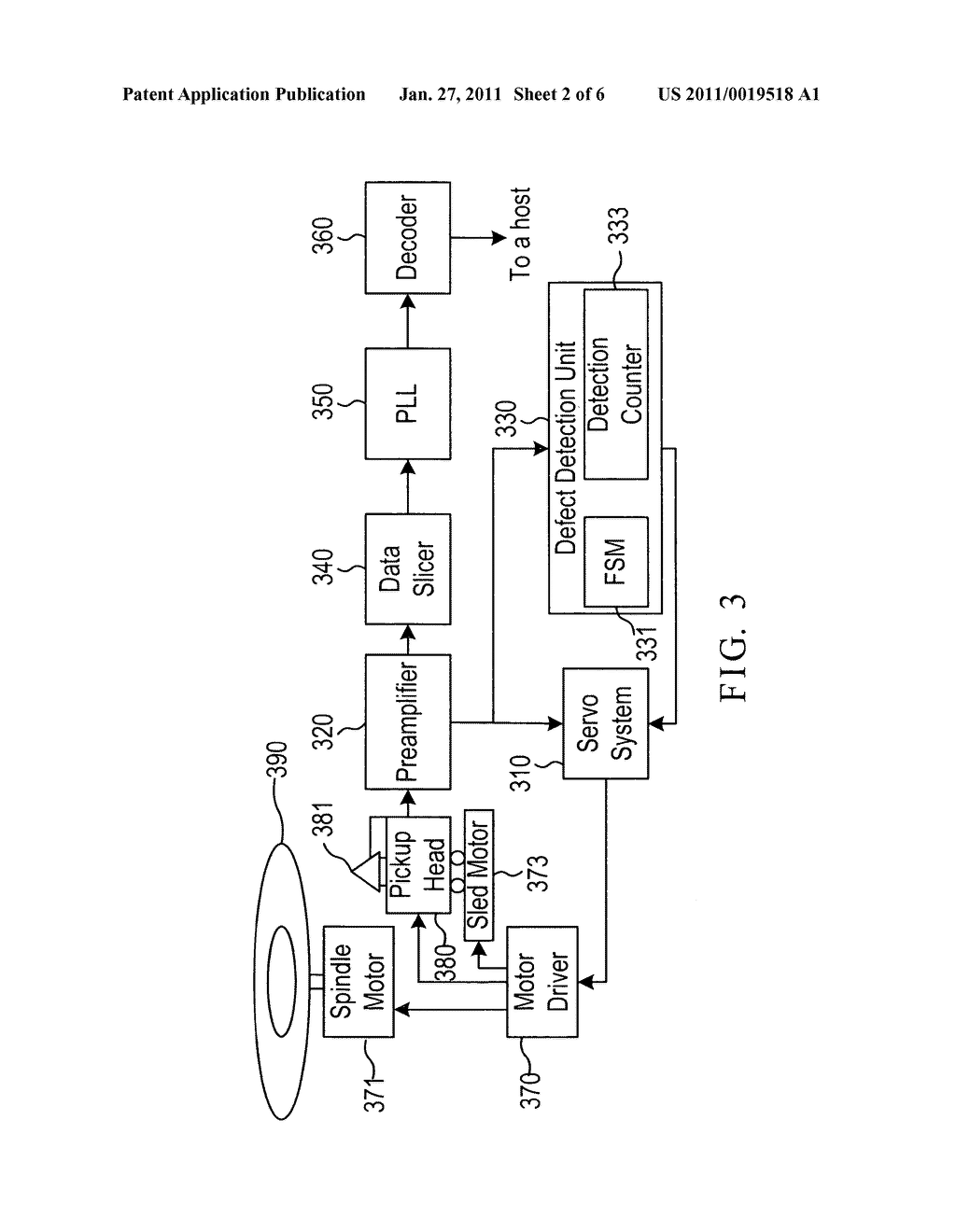 Device and method for detecting defect signals on an optical disc - diagram, schematic, and image 03