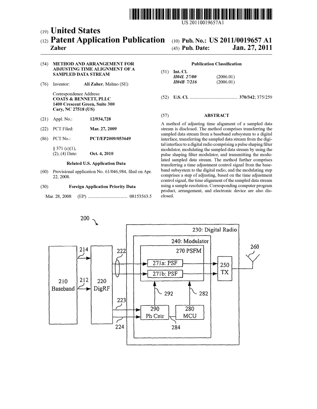 Method and Arrangement for Adjusting Time Alignment of a Sampled Data Stream - diagram, schematic, and image 01