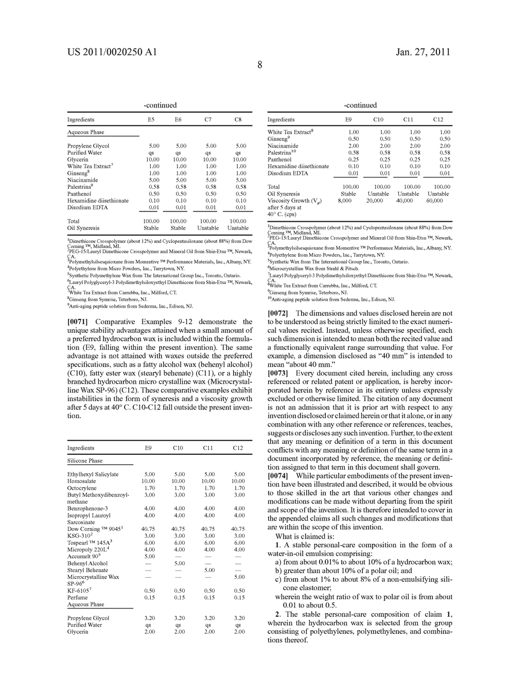 PERSONAL-CARE COMPOSITION COMPRISING A HYDROCARBON WAX AND A POLAR OIL - diagram, schematic, and image 09