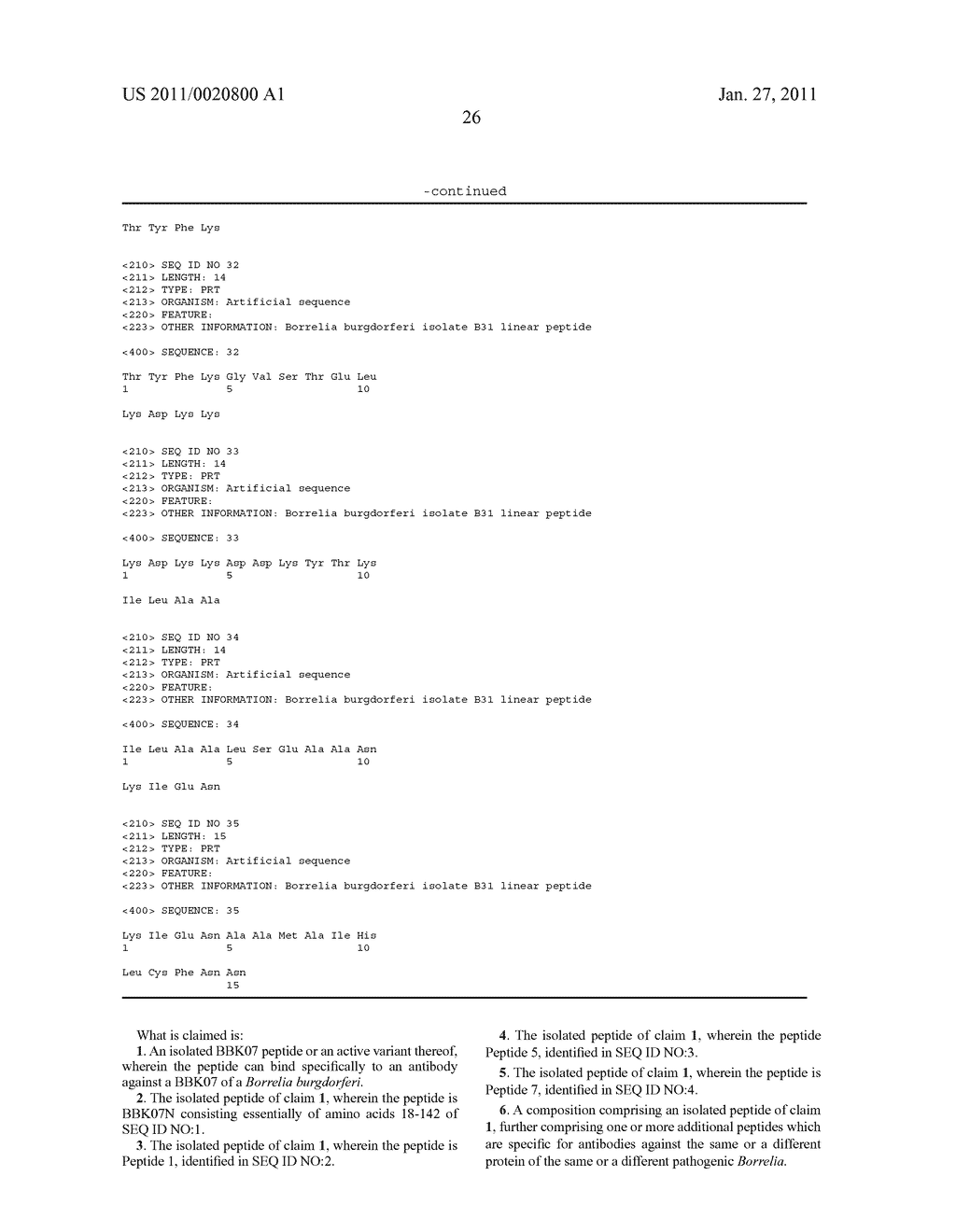 Characterization of BBK07 antigen of Borrelia burgdorferi and methods of use - diagram, schematic, and image 34