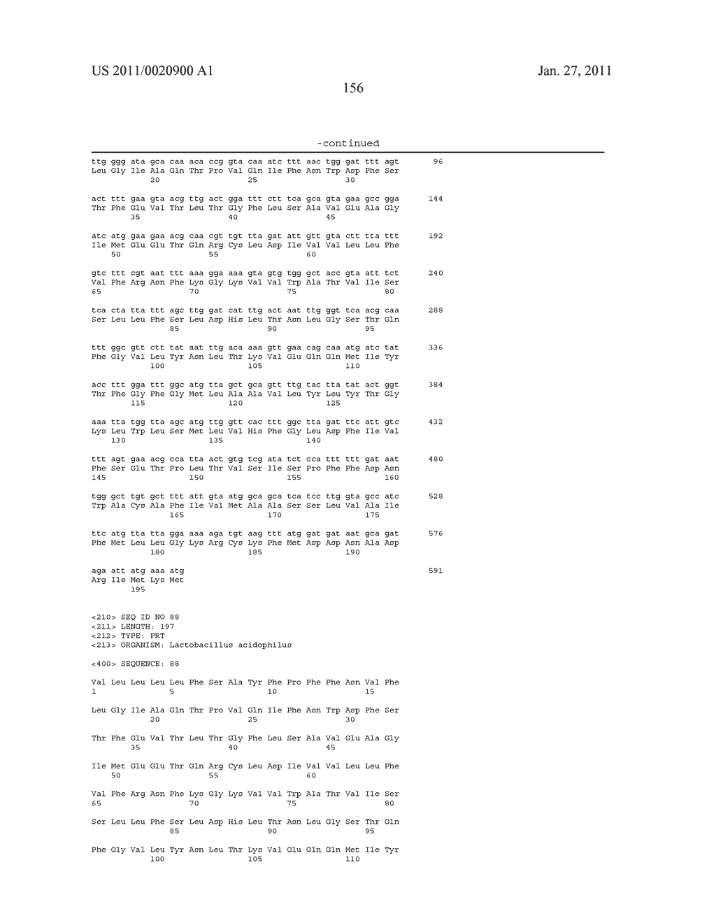 LACTOBACILLUS ACIDOPHILUS NUCLEIC ACID SEQUENCES ENCODING PROTEASE HOMOLOGUES AND USES THEREFORE - diagram, schematic, and image 157