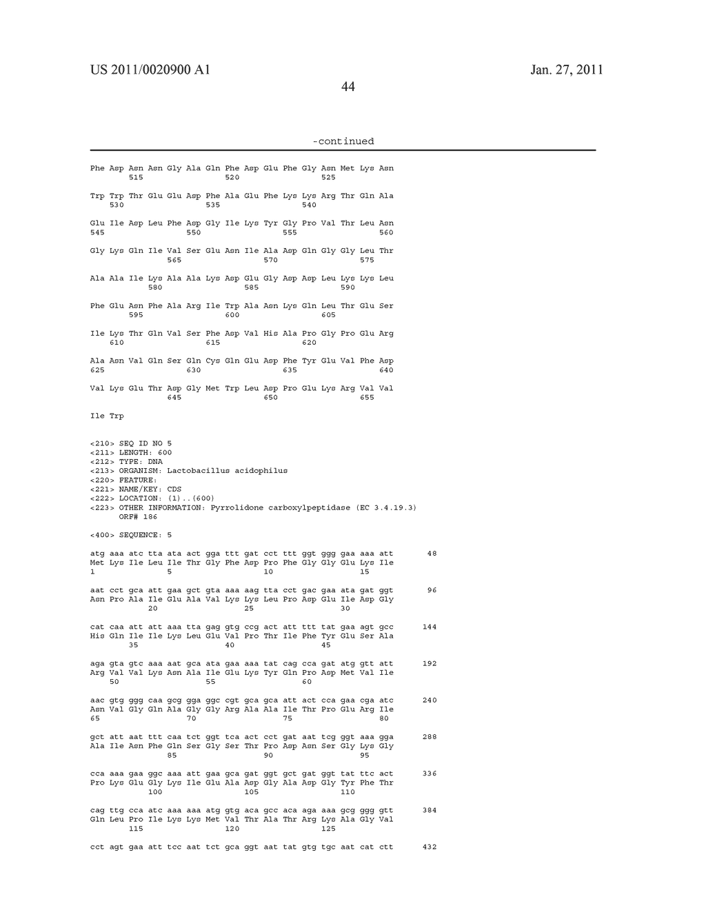 LACTOBACILLUS ACIDOPHILUS NUCLEIC ACID SEQUENCES ENCODING PROTEASE HOMOLOGUES AND USES THEREFORE - diagram, schematic, and image 45