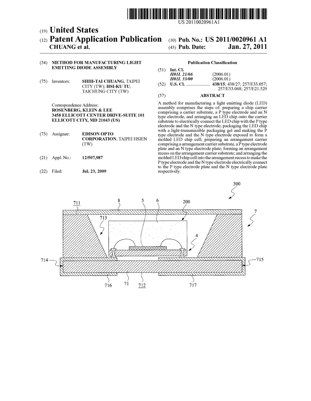 METHOD FOR MANUFACTURING LIGHT EMITTING DIODE ASSEMBLY - diagram, schematic, and image 01