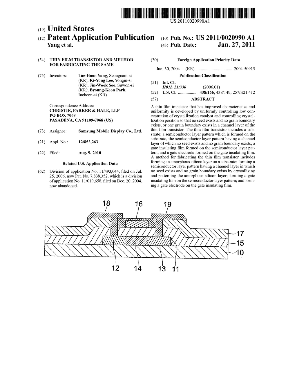 THIN FILM TRANSISTOR AND METHOD FOR FABRICATING THE SAME - diagram, schematic, and image 01