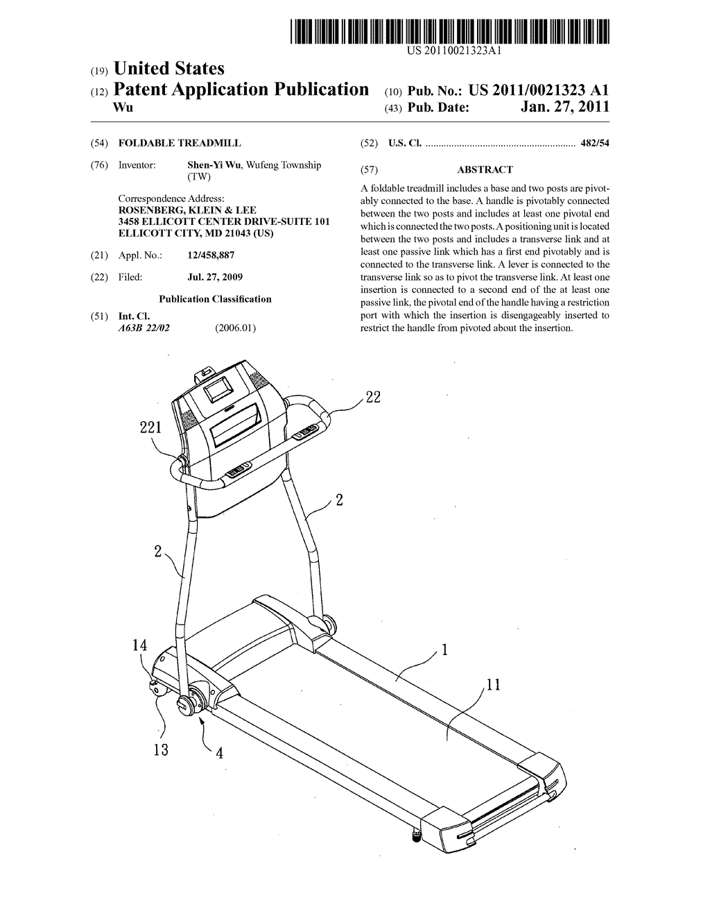 Foldable treadmill - diagram, schematic, and image 01