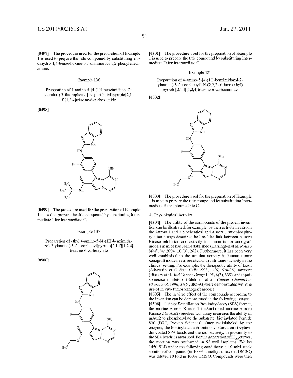 PYRROLOTRIAZINE DERIVATIVES USEFUL FOR TREATING CANCER THROUGH INHIBITION OF AURORA KINASE - diagram, schematic, and image 52