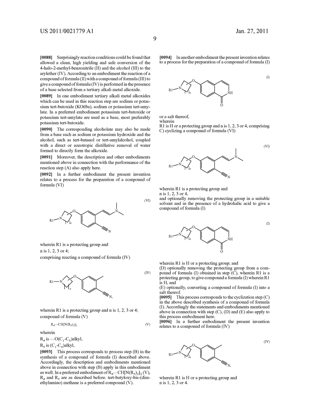 PROCESS FOR THE PREPARATION OF 6-SUBSTITUTED-1-(2H)-ISOQUINOLINONES - diagram, schematic, and image 10