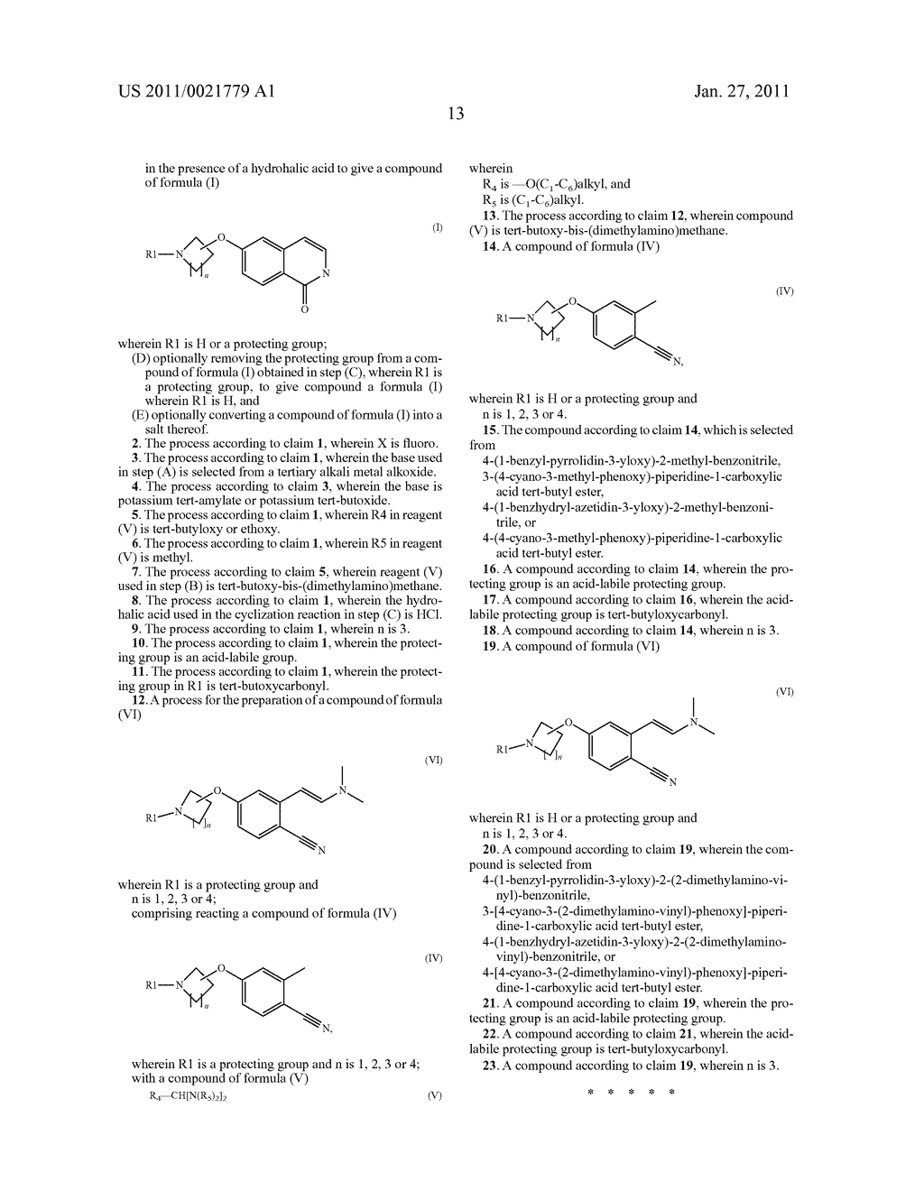 PROCESS FOR THE PREPARATION OF 6-SUBSTITUTED-1-(2H)-ISOQUINOLINONES - diagram, schematic, and image 14