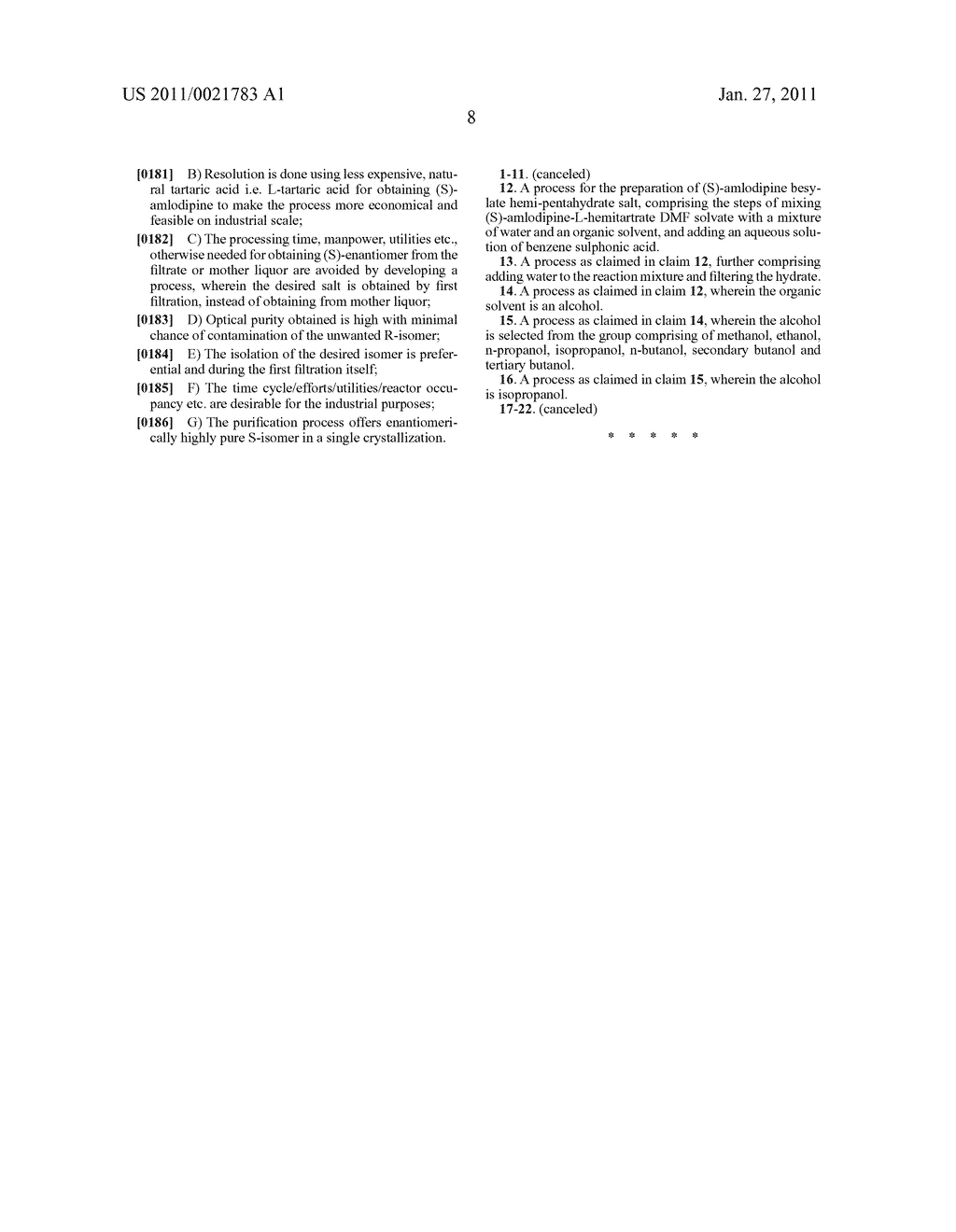 PROCESS FOR PRODUCING ENANTIOMER OF AMLODIPINE IN HIGH OPTICAL PURITY - diagram, schematic, and image 10