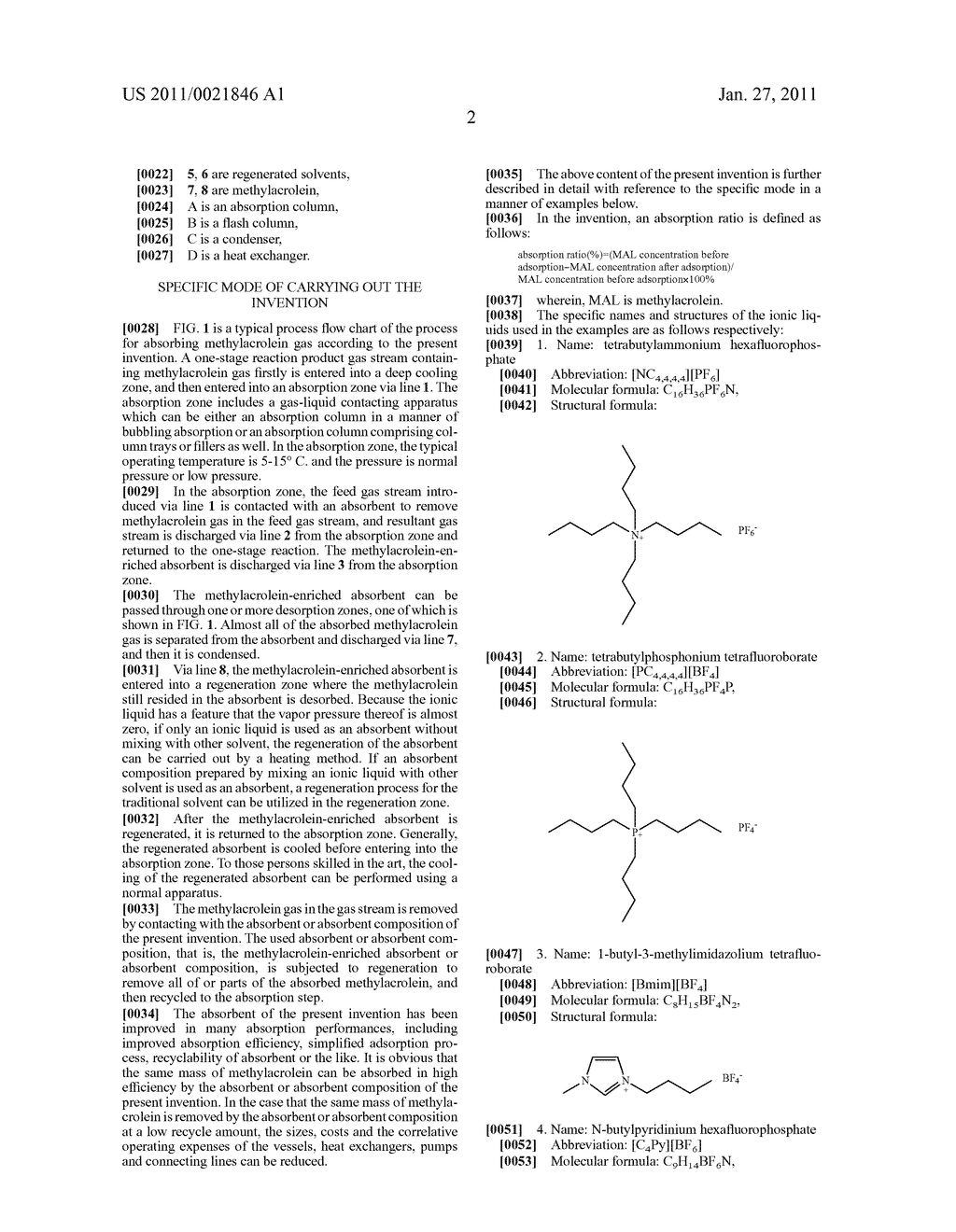 PROCESS FOR ABSORBING METHYLACROLEIN WITH IONIC LIQUID - diagram, schematic, and image 04