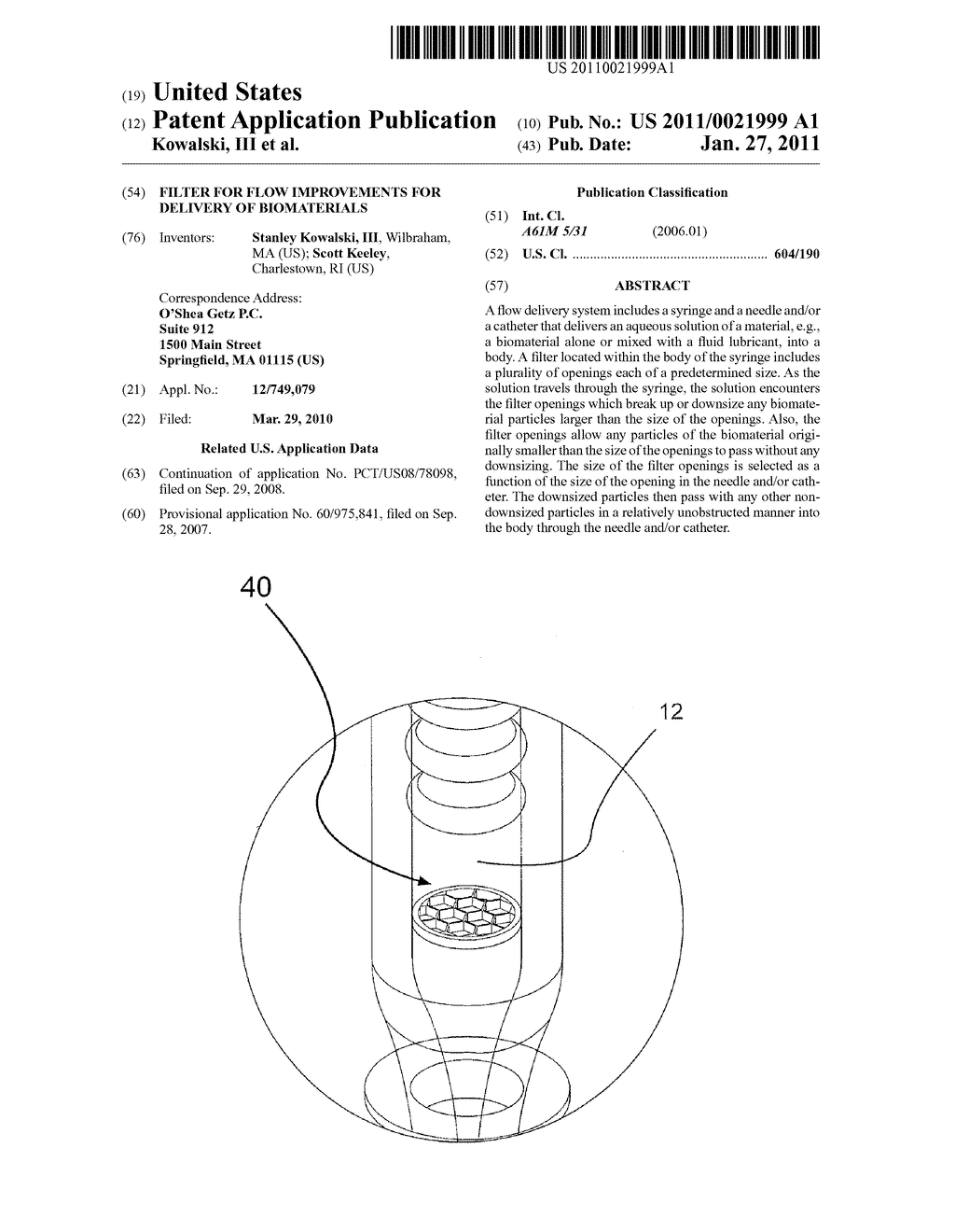 FILTER FOR FLOW IMPROVEMENTS FOR DELIVERY OF BIOMATERIALS - diagram, schematic, and image 01