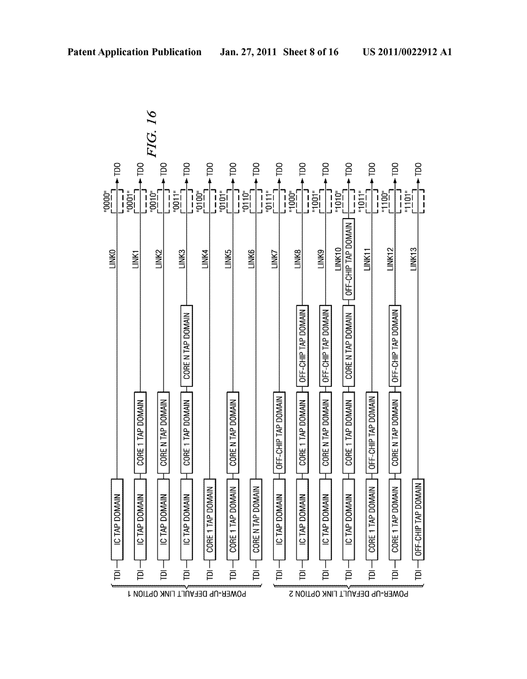 INTEGRATED CIRCUIT WITH JTAG PORT, TAP LINKING MODULE, AND OFF/CHIP TAP INTERFACE PORT - diagram, schematic, and image 09