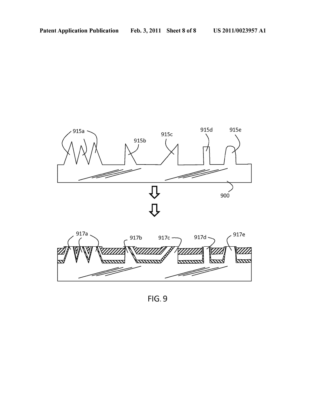 PHOTOVOLTAIC CELLS INCLUDING PEAKS AND METHODS OF MANUFACTURE - diagram, schematic, and image 09