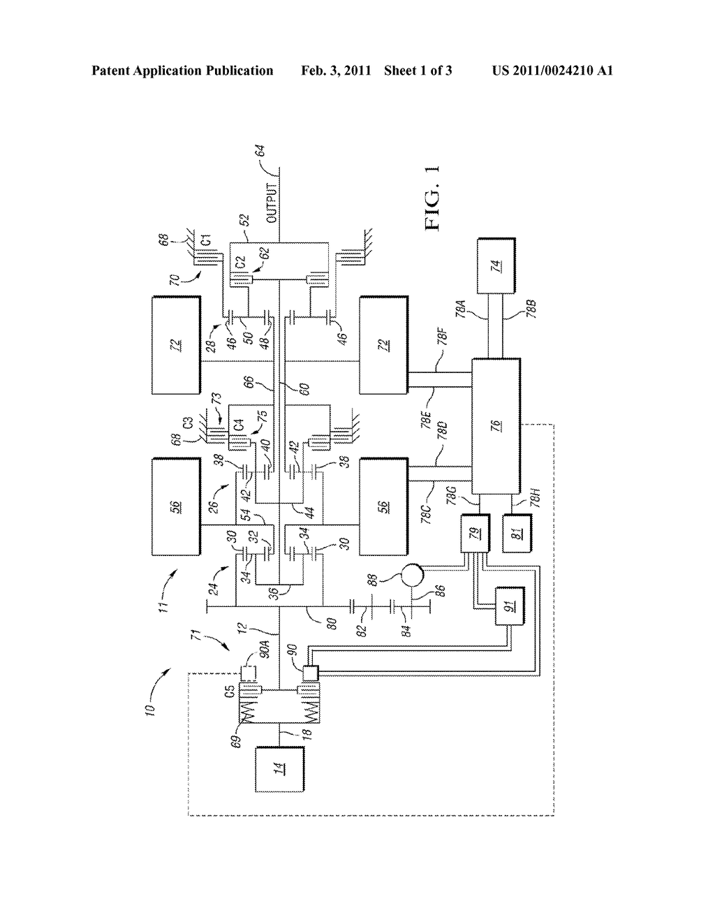 HYBRID POWERTRAIN WITH AN ENGINE INPUT CLUTCH AND METHOD OF CONTROL - diagram, schematic, and image 02