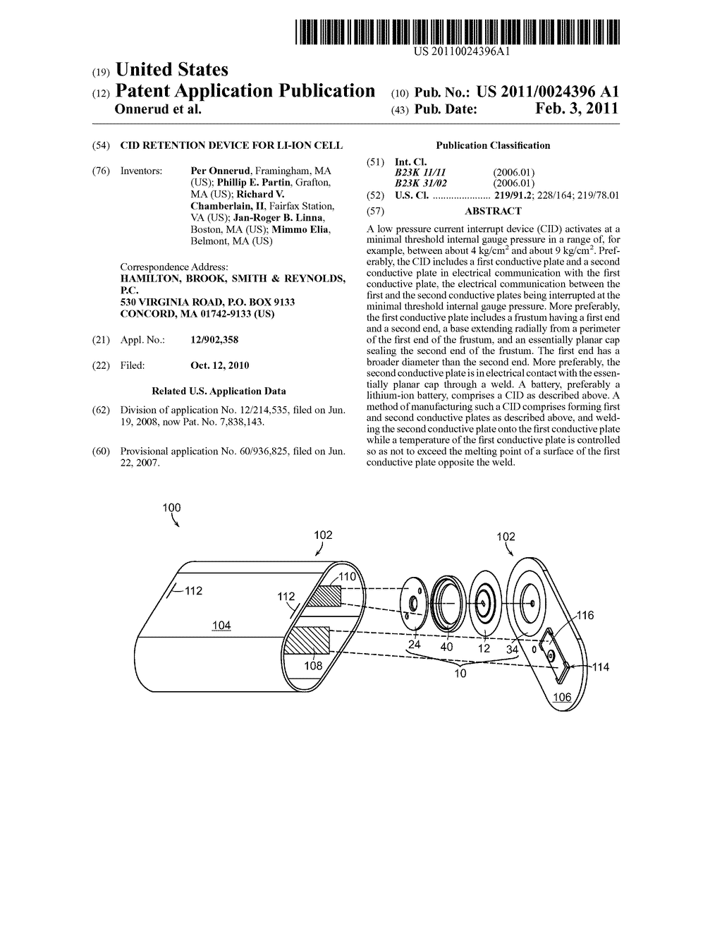 CID Retention Device for Li-Ion Cell - diagram, schematic, and image 01