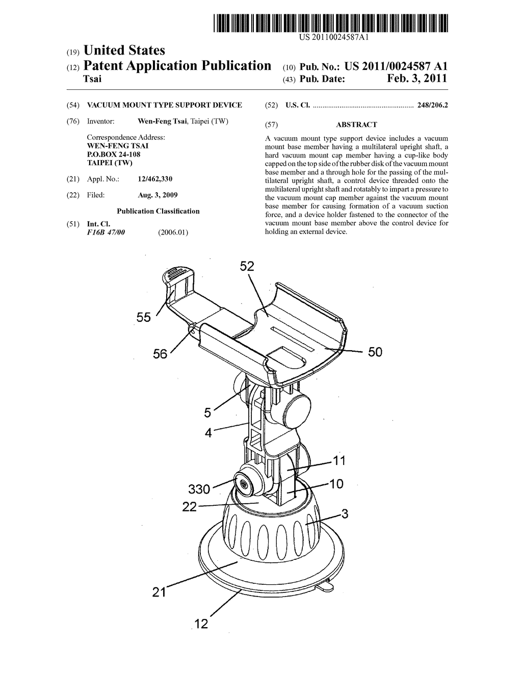 Vacuum mount type support device - diagram, schematic, and image 01