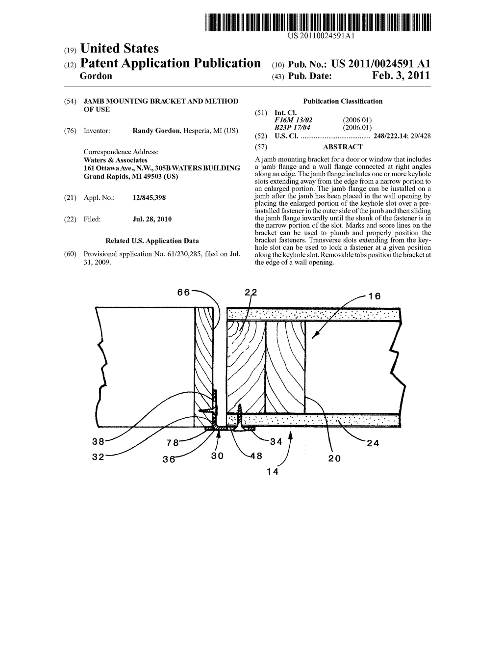 JAMB MOUNTING BRACKET AND METHOD OF USE - diagram, schematic, and image 01