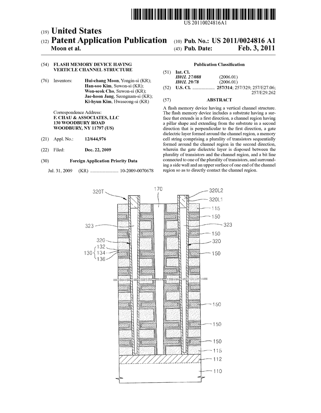 FLASH MEMORY DEVICE HAVING VERTICLE CHANNEL STRUCTURE - diagram, schematic, and image 01