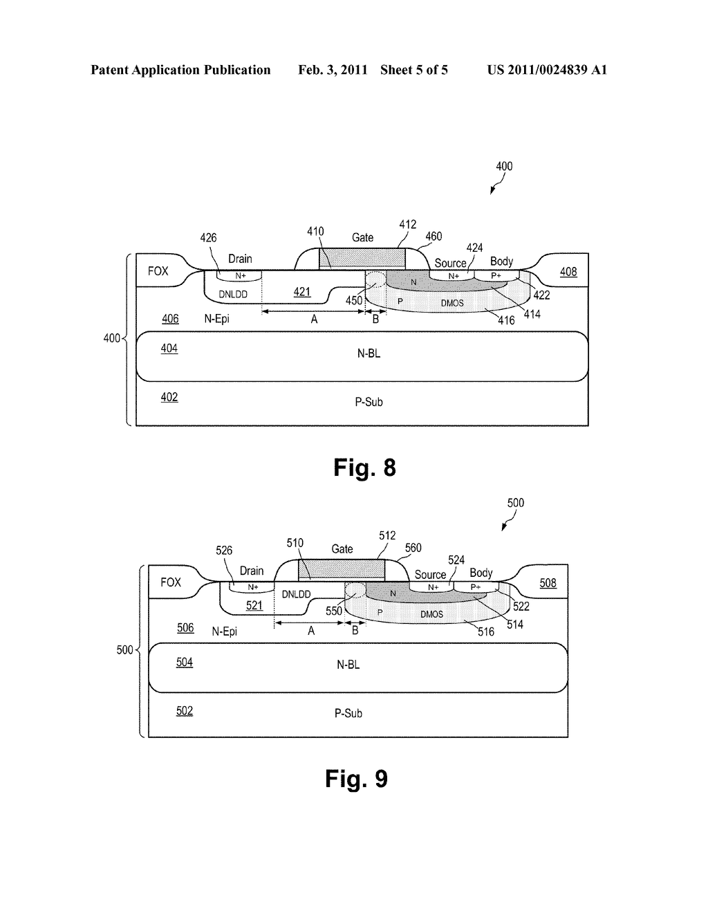 Lateral DMOS Field Effect Transistor with Reduced Threshold Voltage and Self-Aligned Drift Region - diagram, schematic, and image 06